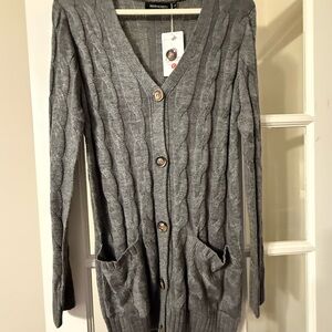 Merokeety Gray Knit Cardigan